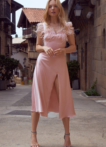Розовое коктейльное платье клеш Gepur однотонное