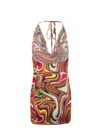 Комбинированное кэжуал платье с открытой спиной Missguided с абстрактным узором