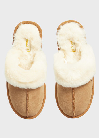 Песочные сабо Mexx без каблука с мехом