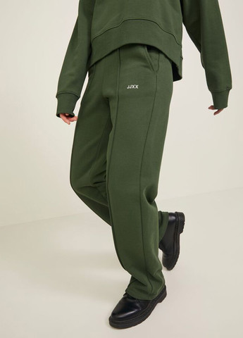 Темно-зеленые спортивные, кэжуал демисезонные прямые брюки JJXX