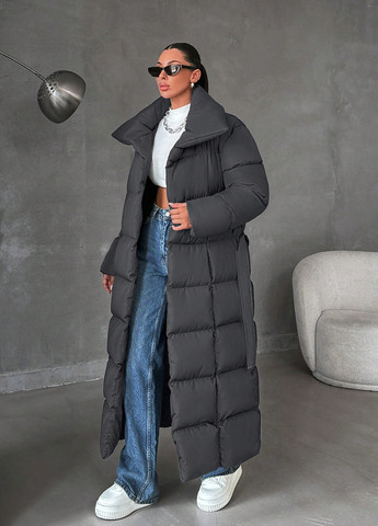 Темно-серое зимнее Пальто SHEIN