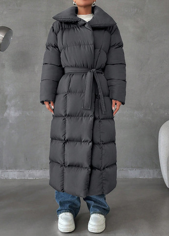 Темно-серое зимнее Пальто SHEIN