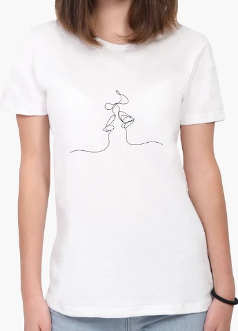 Футболка женская Контурный минимализм (Contour minimalism) Белый (8976-1360) XXL MobiPrint - (216196280)