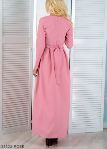 Розовое кэжуал лаконичное летнее платье-макси с завязками на талии sonia Podium однотонное