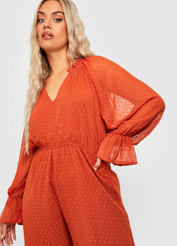 Комбинезон Boohoo комбинезон-брюки однотонный терракотовый кэжуал полиэстер