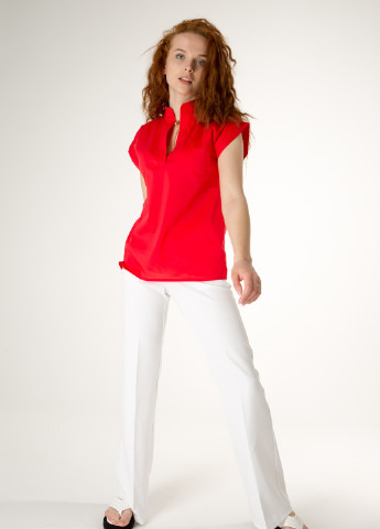 Красная летняя женская блуза со спущенной линией плеча INNOE блуза зі спущеною лінією плеча