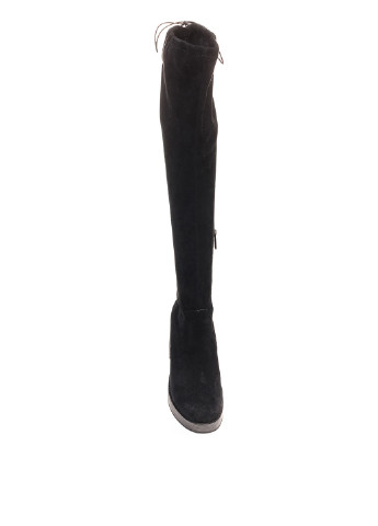 Черные осенние ботфорты Betsy на среднем каблуке с шнуровкой