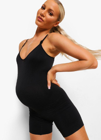 Комбинезон для беременных и кормящих мам Boohoo комбинезон-шорты однотонный чёрный домашний полиэстер