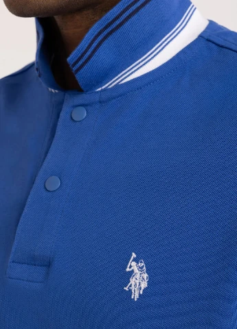 Синяя футболка-поло для мужчин U.S. Polo Assn. однотонная