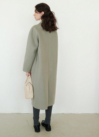 Серо-зеленое демисезонное Пальто однобортное SHEIN