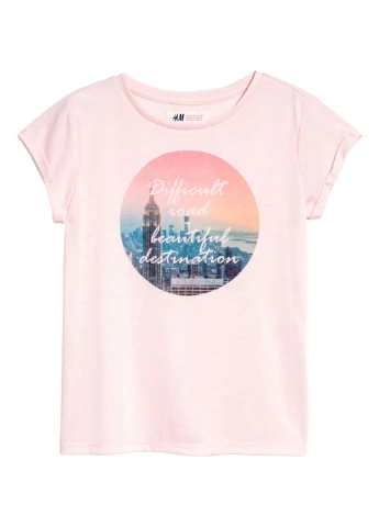 Розовая летняя футболка H&M