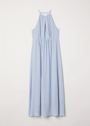 Блакитна кежуал довга сукня з мереживом H&M однотонна