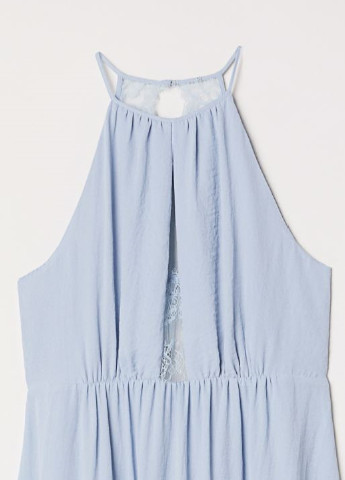 Блакитна кежуал довга сукня з мереживом H&M однотонна