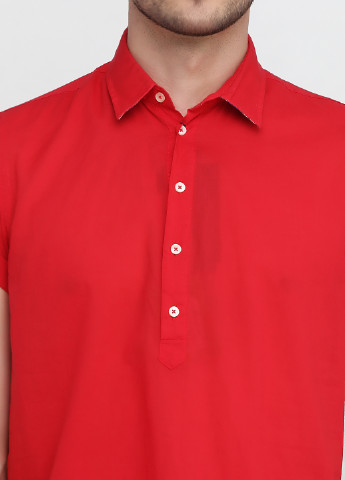 Красная кэжуал рубашка однотонная Zara с коротким рукавом