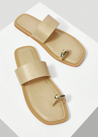 Светло-бежевые кэжуал вьетнамки SHEIN