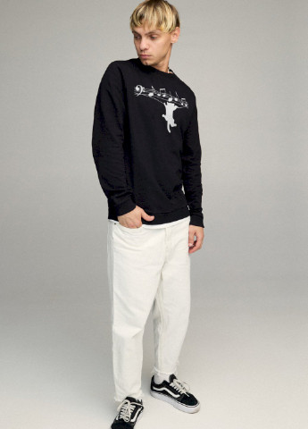 Чорний свитшот мужской basic /no flis/ YAPPI малюнок (254557384)