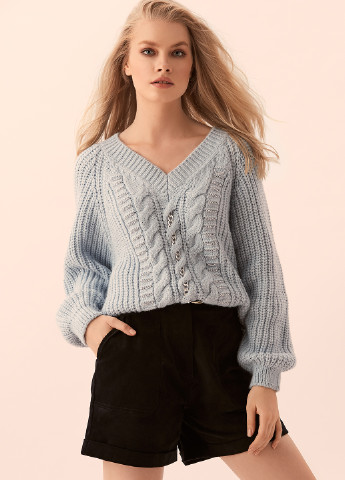 Голубой зимний джемпер пуловер LOVE REPUBLIC