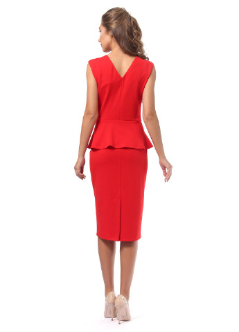 Красное деловое платье футляр, с баской Lada Lucci однотонное
