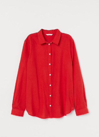 Красная кэжуал рубашка однотонная H&M
