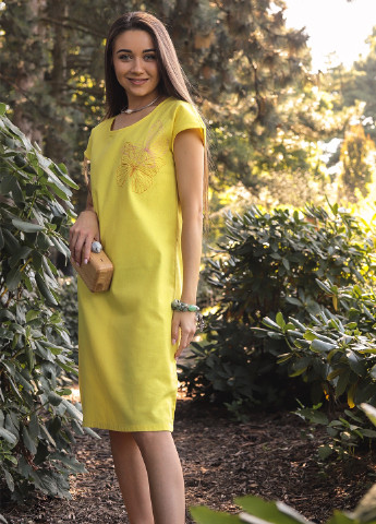 Жовтий кежуал сукня сукня-футболка INNOE метелики