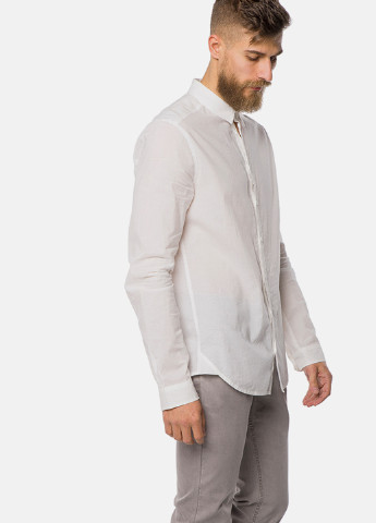 Белая кэжуал рубашка однотонная MR 520 с длинным рукавом