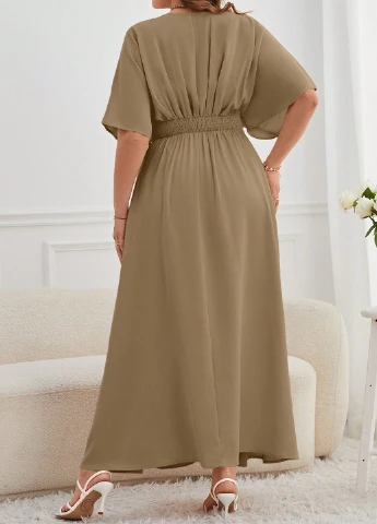 Темно-бежевое праздничный платье SHEIN однотонное