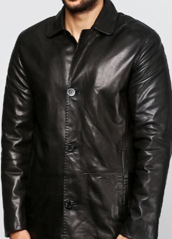 Черная демисезонная куртка кожаная Franco Rossetti