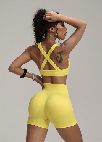 Спортивний костюм (топ, шорти) SHEIN (365683047)