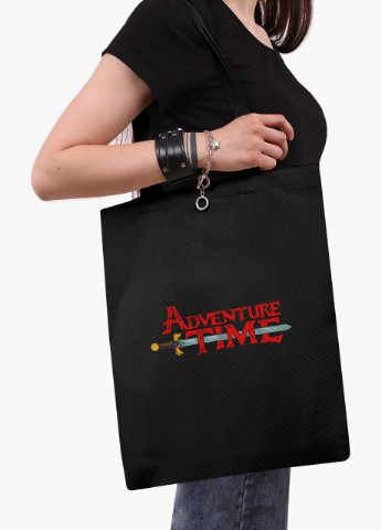 Эко сумка шоппер черная Время приключений Время Приключений (Adventure Time) (9227-1582-BK) экосумка шопер 41*35 см MobiPrint (216642250)