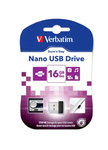 USB флеш накопитель (97464) Verbatim 16GB Store 'n' Stay Nano Black USB 2.0 (232750119)