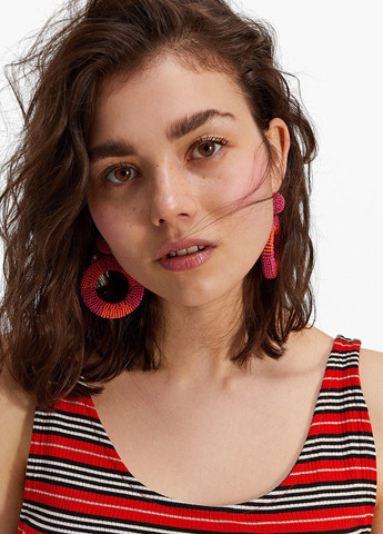 Красное кэжуал платье платье-майка Stradivarius в полоску