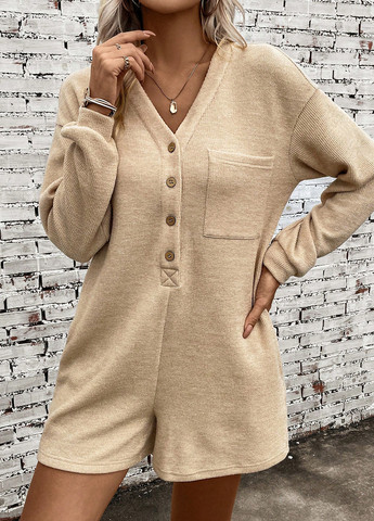 Комбінезон SHEIN комбінезон-шорти меланж бежевий кежуал поліестер