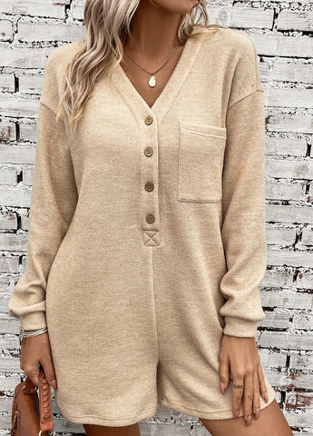 Комбінезон SHEIN комбінезон-шорти меланж бежевий кежуал поліестер