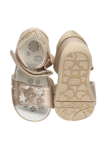 Золотые босоножки Chicco с аппликацией