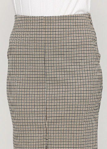 Темно-бежевая кэжуал с узором гусиная лапка юбка H&M карандаш