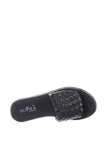 Черные шлепанцы Sopra на плетеной подошве