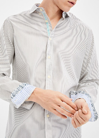 Белая кэжуал рубашка в полоску Springfield с длинным рукавом