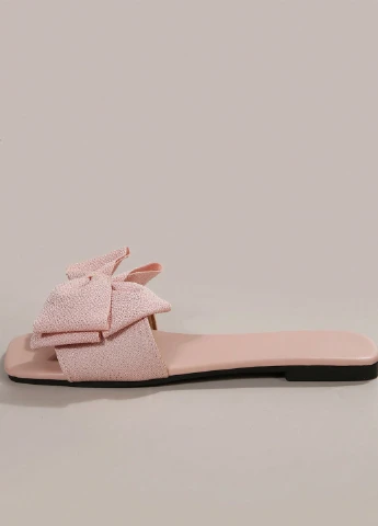Бледно-розовые шлепанцы SHEIN с бантом