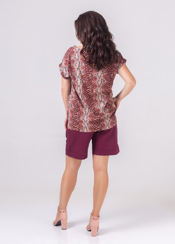 Костюм (блуза, шорты) Charm Collection с шортами однотонный бордовый кэжуал