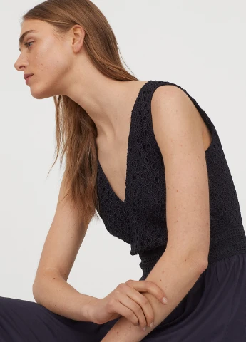 Темно-синя кежуал сукня кльош H&M однотонна