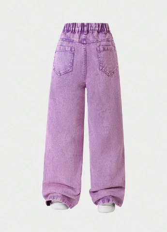 Фиолетовые демисезонные палаццо джинсы SHEIN