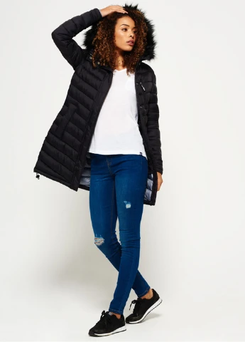 Черный демисезонный Пуховик Superdry