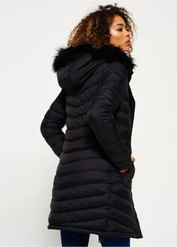 Черный демисезонный Пуховик Superdry