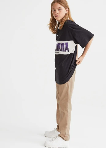 Горчичные кэжуал демисезонные брюки прямые H&M