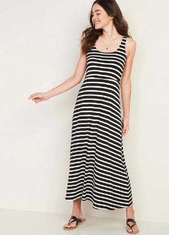 Чорно-білий кежуал сукня кльош, сукня-майка Old Navy в смужку