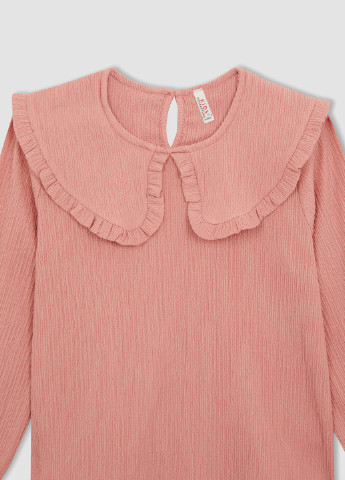 Розово-коричневая однотонная блузка DeFacto демисезонная