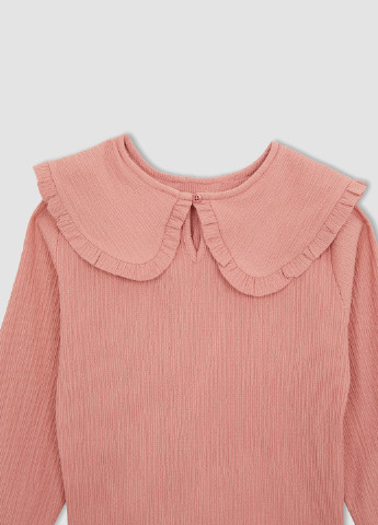 Розово-коричневая однотонная блузка DeFacto демисезонная