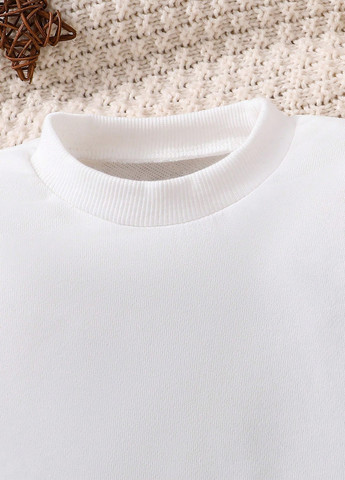 SHEIN свитшот рисунок белый кэжуал полиэстер, трикотаж