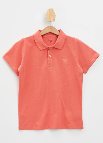 Коралловая детская футболка-поло для мальчика DeFacto