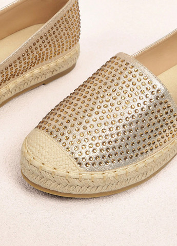 Бежевые эспадрильи SHEIN однотонный стразы, джут, плетение (341735183)